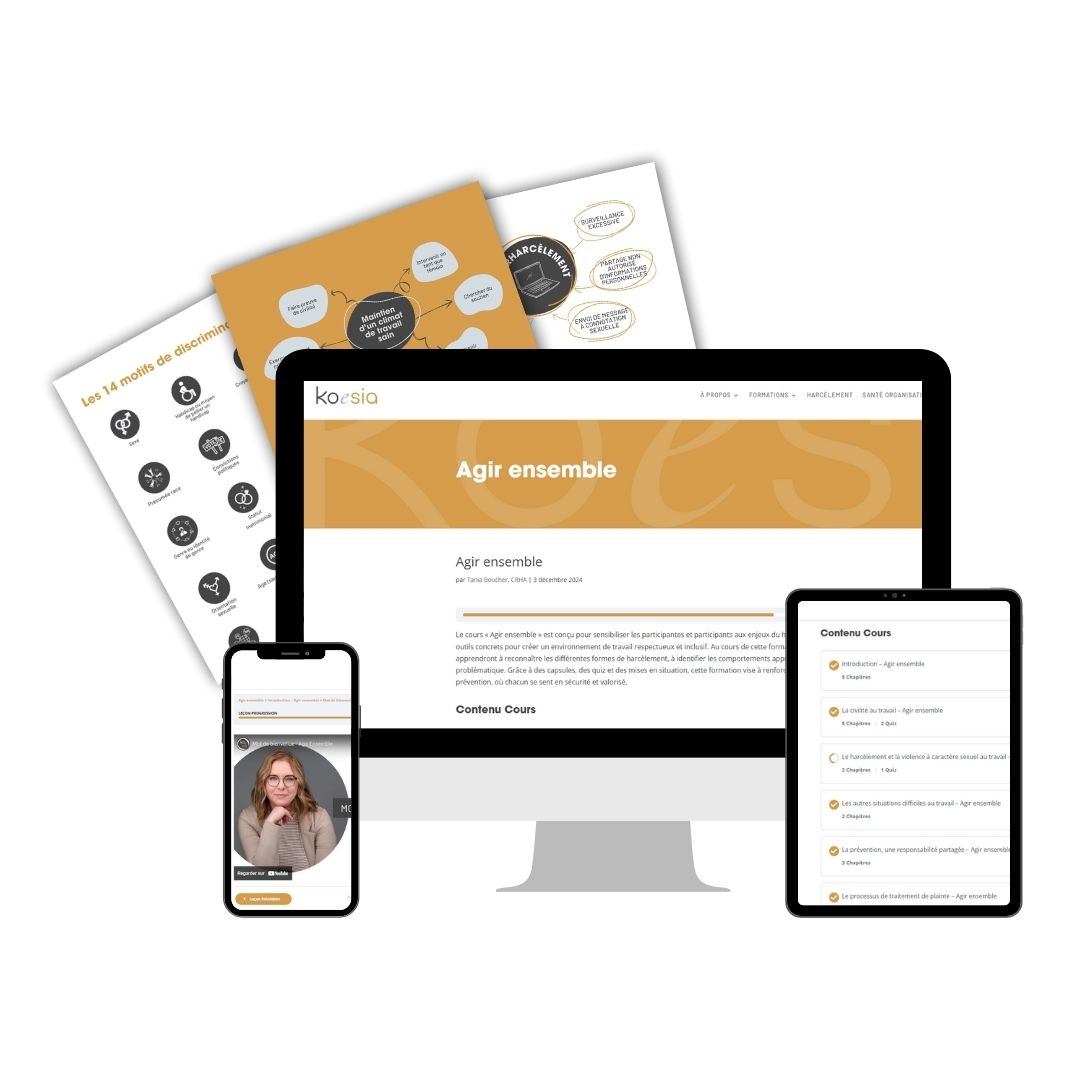 Visuel Agir ensemble mockup Formation Agir Ensemble: prévenir le harcèlement au travail